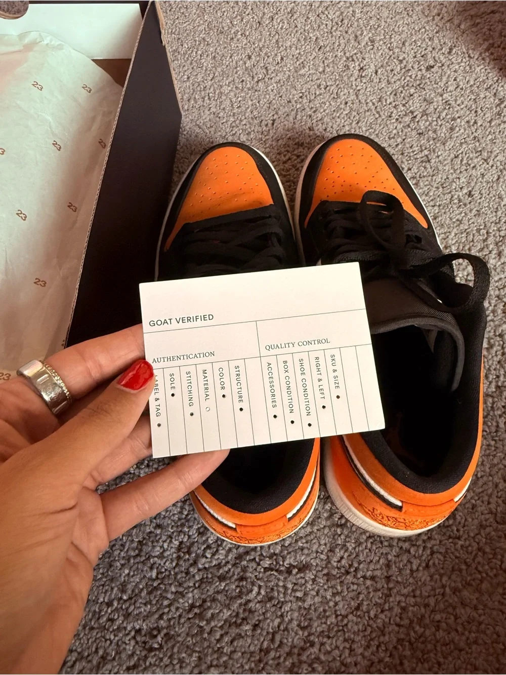 Nike Air Jordan 1 Low Sneakers in Orange, Black & White (Shattered Backboard)